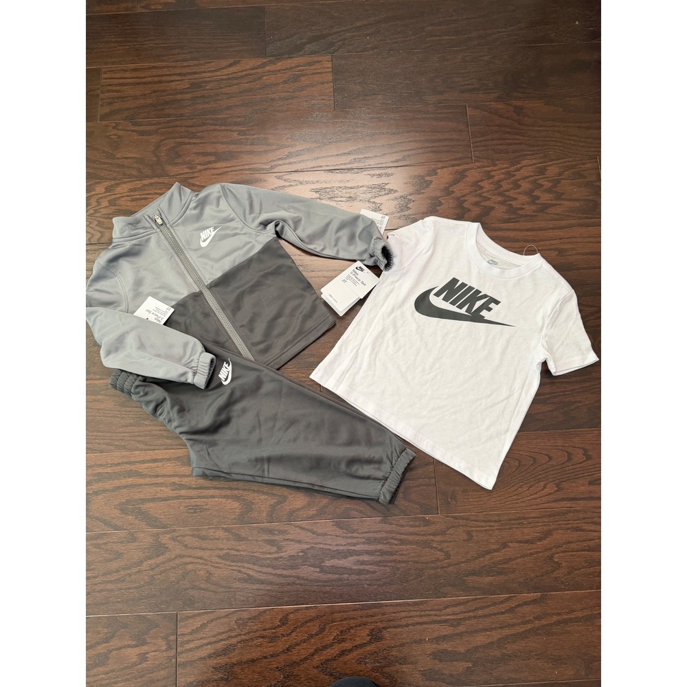 Nike Toddler 3-Piece Tracksuit Set Gray White 76N523-693 Size 3T NWT